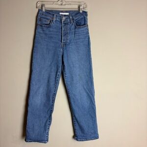 Levi’s Ribcage Straight Ankle Button Fly Medium Wash Jeans Size 27